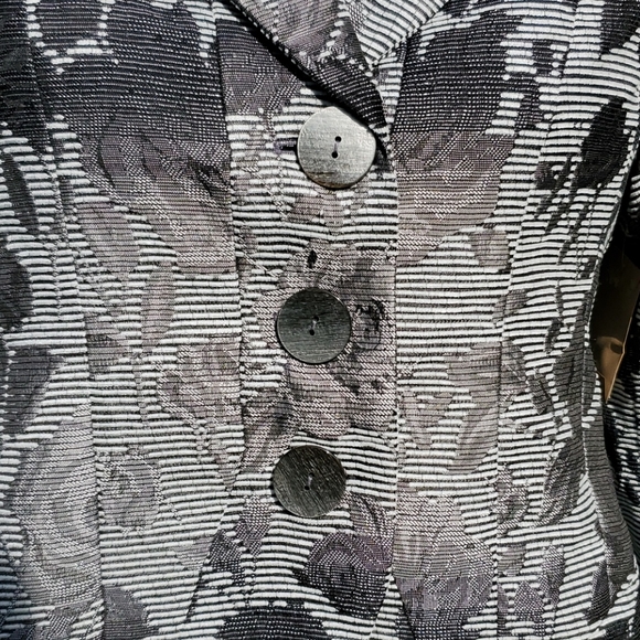 New Coldwater Creek Floral Jacquard Black, Gray & White Jacket/Blazer 8P - Picture 7 of 15